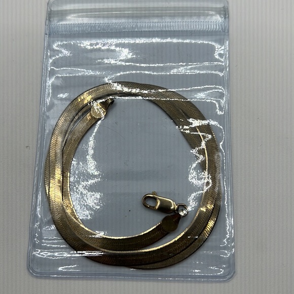 20” GOLD OVER STERLING 5mm HERRINGBONE CHAIN NECKLACE - Picture 8 of 8